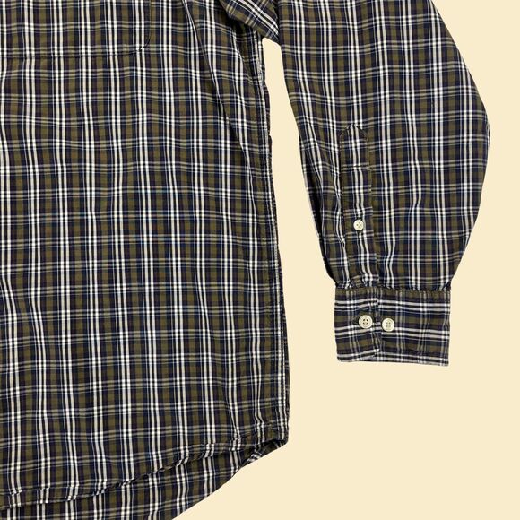 Y2K plaid L GAP shirt, vintage 2000s mens blue & green long sleeve button down - Picture 8 of 9
